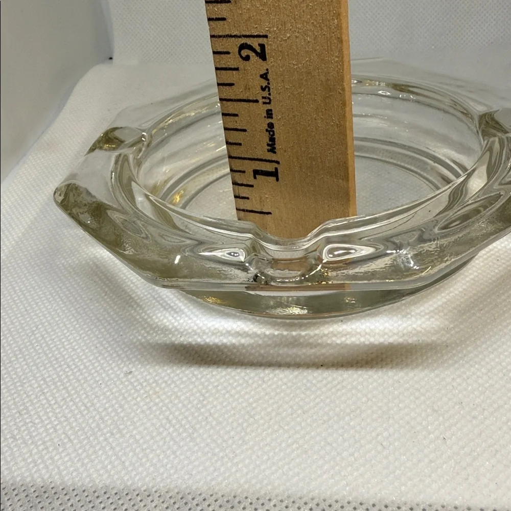 Vintage Ashtray Octagonal Clear Glass 4.5 IN Diameter Mid Century Modern